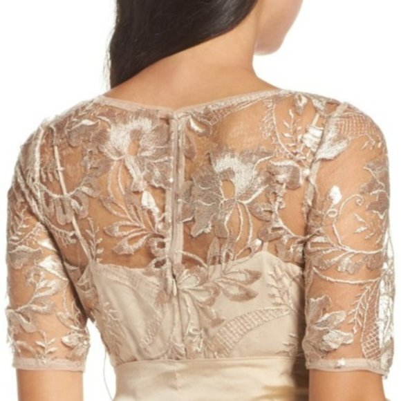 Adrianna Papell *NEW* Sequin Lace & Taffeta Gold Ballgown - Picture 3 of 16